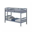Sifa Twin Bunk Bed- Convenient Ladder- Arch Slat Design- Gray Solid Wood