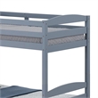 Sifa Twin Bunk Bed- Convenient Ladder- Arch Slat Design- Gray Solid Wood