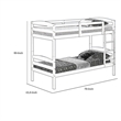 Sifa Twin Bunk Bed- Convenient Ladder- Arch Slat Design- Gray Solid Wood