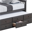 Veran Twin Over Full Bunk Bed- Trundle and 3 Drawers- Dark Gray Solid Wood