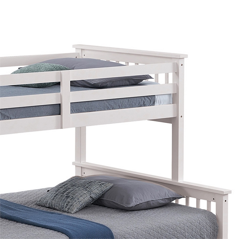 Veran Twin Over Full Bunk Bed- Trundle and 3 Drawers- White Solid Wood