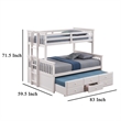 Veran Twin Over Full Bunk Bed- Trundle and 3 Drawers- White Solid Wood