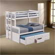 Veran Twin Over Full Bunk Bed- Trundle and 3 Drawers- White Solid Wood