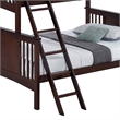 Ricky Twin Over Full Bunk Bed- Angled Ladder- Dark Brown Solid Hardwood