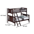 Ricky Twin Over Full Bunk Bed- Angled Ladder- Dark Brown Solid Hardwood