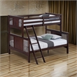 Ricky Twin Over Full Bunk Bed- Angled Ladder- Dark Brown Solid Hardwood