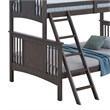 Ricky Twin Over Full Bunk Bed- Angled Ladder- Stain Gray Solid Hardwood