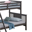 Ricky Twin Over Full Bunk Bed- Angled Ladder- Stain Gray Solid Hardwood