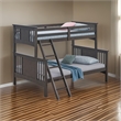 Ricky Twin Over Full Bunk Bed- Angled Ladder- Stain Gray Solid Hardwood