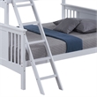 Ricky Twin Over Full Bunk Bed- Angled Ladder- Classic White Solid Hardwood