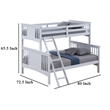 Ricky Twin Over Full Bunk Bed- Angled Ladder- Classic White Solid Hardwood