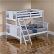 Ricky Twin Over Full Bunk Bed- Angled Ladder- Classic White Solid Hardwood