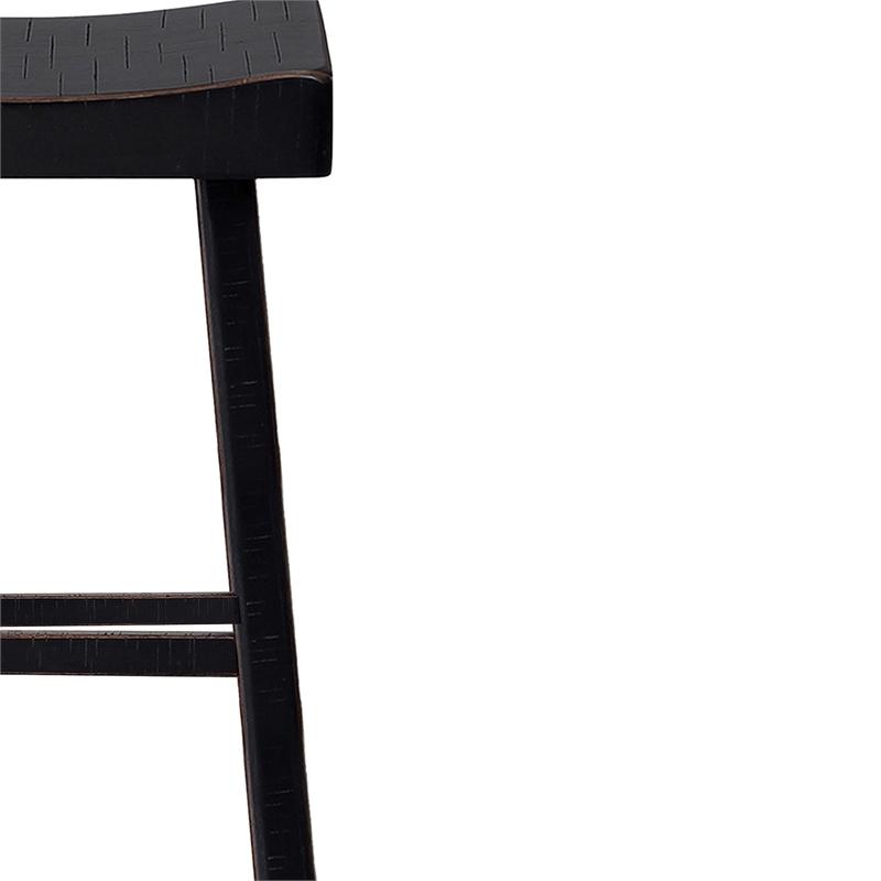 Bianca Counter Stool Set of 2- Saddle Seat- Farmhouses Black Solid Wood