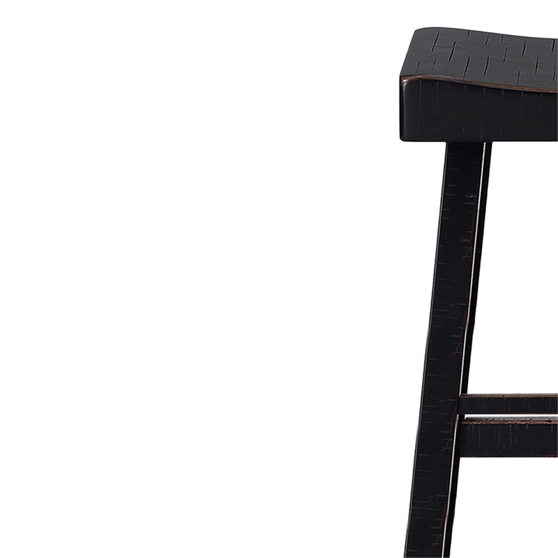 Bianca Counter Stool Set of 2- Saddle Seat- Farmhouses Black Solid Wood
