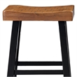 Bianca Counter Stool Set of 2- Light Brown Saddle Seat- Black Solid Wood