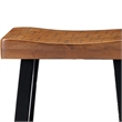 Bianca Counter Stool Set of 2- Light Brown Saddle Seat- Black Solid Wood