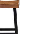 Bianca Barstool Set of 2- Light Brown Saddle Seat- Black Solid Wood