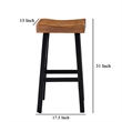 Bianca Barstool Set of 2- Light Brown Saddle Seat- Black Solid Wood