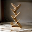 Irica Accent Bookshelf- 6 Diagonal Storage Shelves- Brown Bamboo- 43 Inch