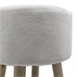 Ginni Footstool Ottoman Set of 2- White Polyester- Soft Seat- Wood Legs
