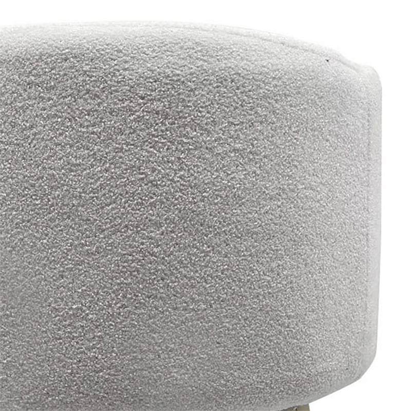 Ginni Footstool Ottoman Set of 2- White Polyester- Soft Seat- Wood Legs