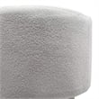 Ginni Footstool Ottoman Set of 2- White Polyester- Soft Seat- Wood Legs