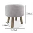 Ginni Footstool Ottoman Set of 2- White Polyester- Soft Seat- Wood Legs