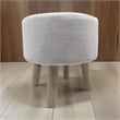 Ginni Footstool Ottoman Set of 2- White Polyester- Soft Seat- Wood Legs
