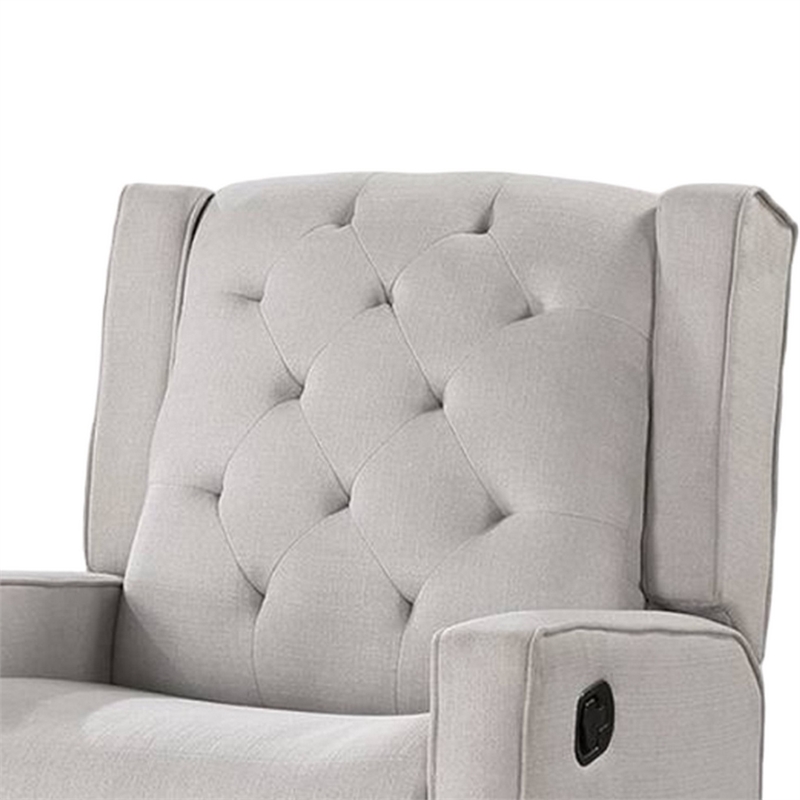 Manie Swivel Glider Manual Recliner- Solid Wood- Light Gray Burlap