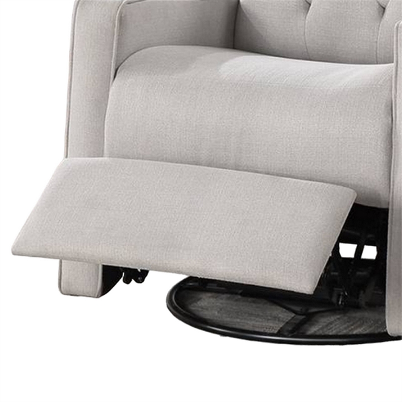 Manie Swivel Glider Manual Recliner- Solid Wood- Light Gray Burlap