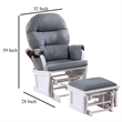 Noni Glider Manual Recliner Chair with Ottoman- White Wood- Gray