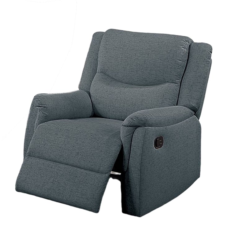 Ammy Manual Recliner Chair- Pillow Top Arms- Dark Gray Faux Burlap