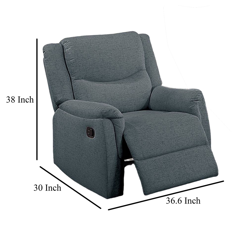 Ammy Manual Recliner Chair- Pillow Top Arms- Dark Gray Faux Burlap