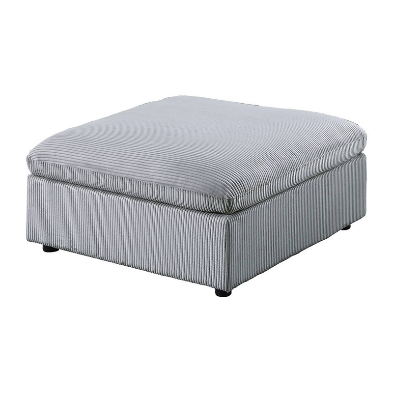 Joana Cocktail Ottoman- Light Gray Corduroy- Modular Square 39 Inch