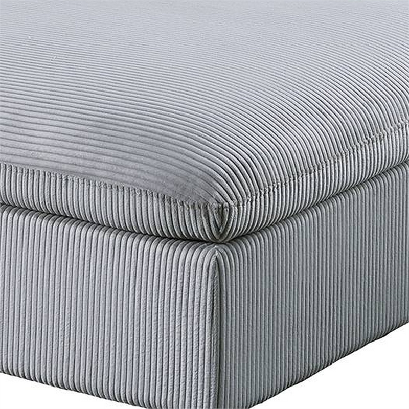 Joana Cocktail Ottoman- Light Gray Corduroy- Modular Square 39 Inch