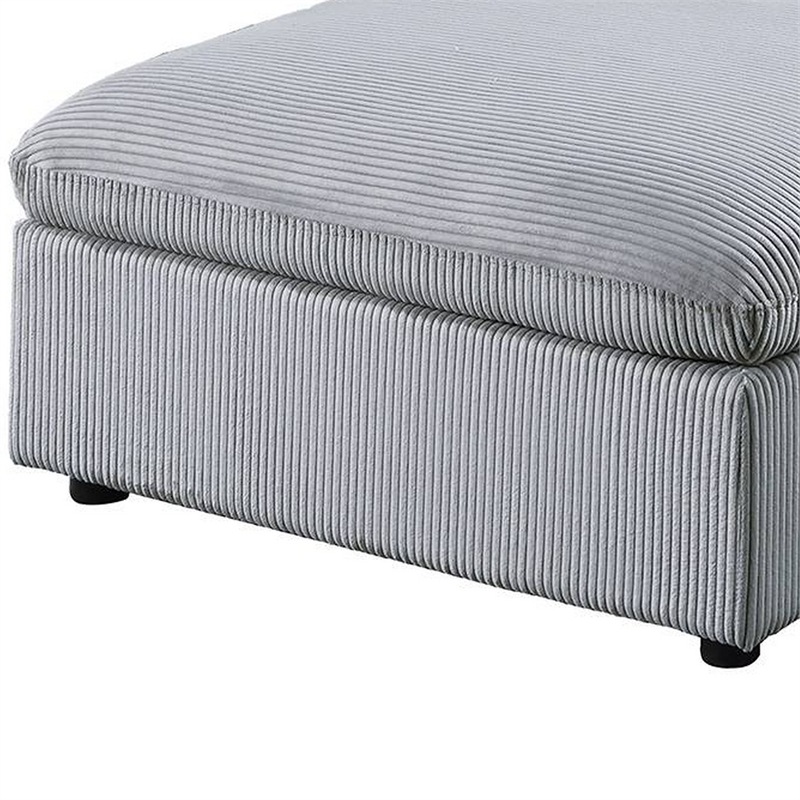 Joana Cocktail Ottoman- Light Gray Corduroy- Modular Square 39 Inch