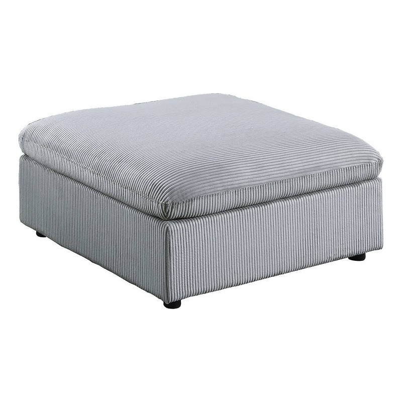 Joana Cocktail Ottoman- Light Gray Corduroy- Modular Square 39 Inch
