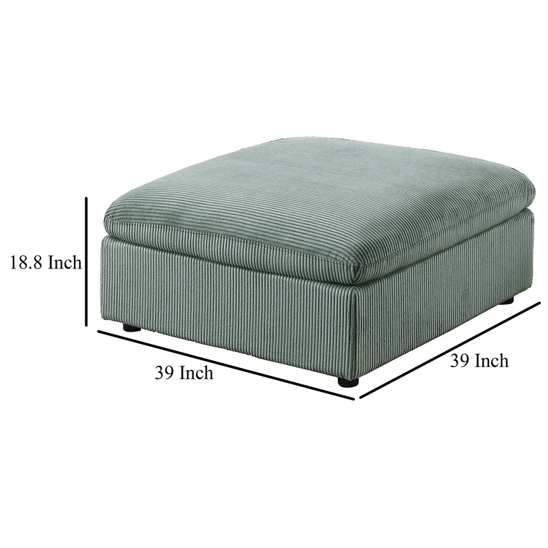 Joana Cocktail Ottoman- Sage Green Corduroy- Modular Square 39 Inch