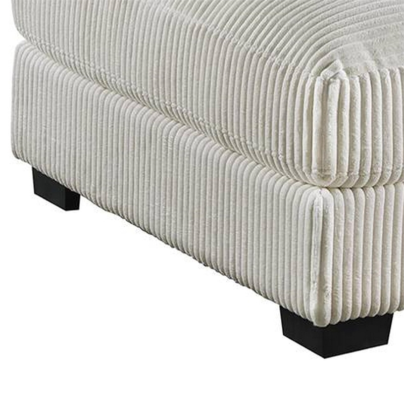Joana Cocktail Ottoman- Light Gray Wide Welt Corduroy Fabric- 37 Inch