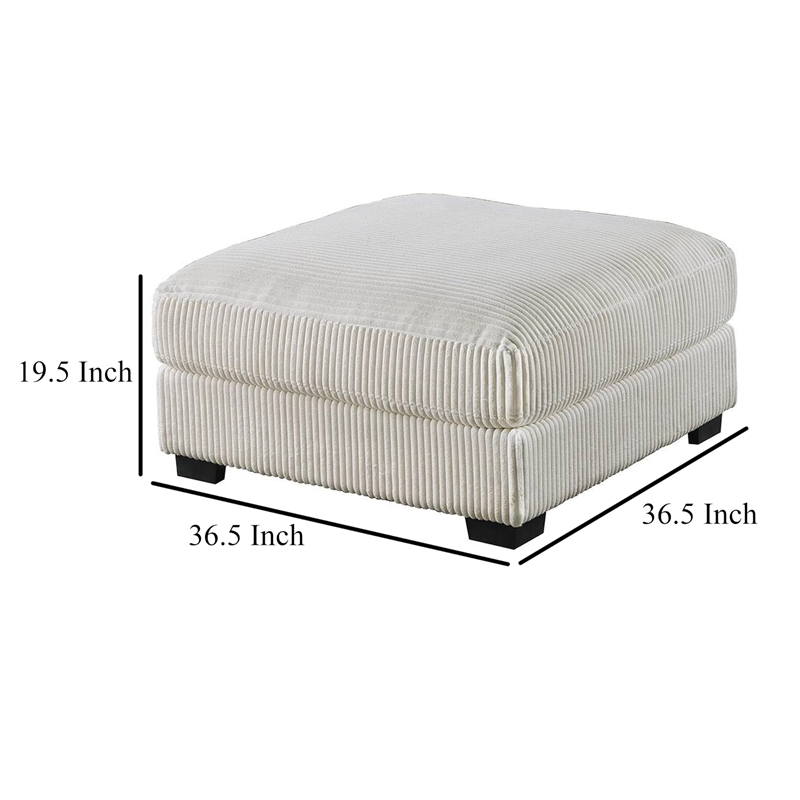 Joana Cocktail Ottoman- Light Gray Wide Welt Corduroy Fabric- 37 Inch