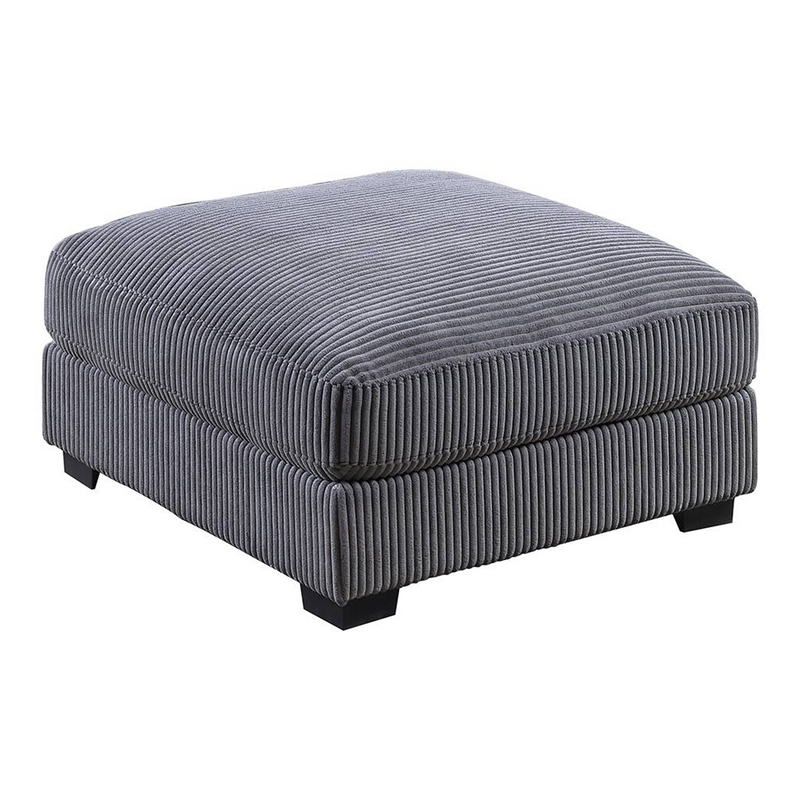 Joana Cocktail Ottoman- Dark Gray Wide Welt Corduroy Fabric- 37 Inch