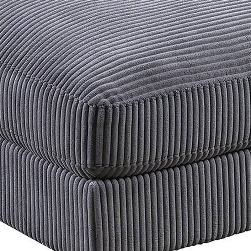 Joana Cocktail Ottoman- Dark Gray Wide Welt Corduroy Fabric- 37 Inch