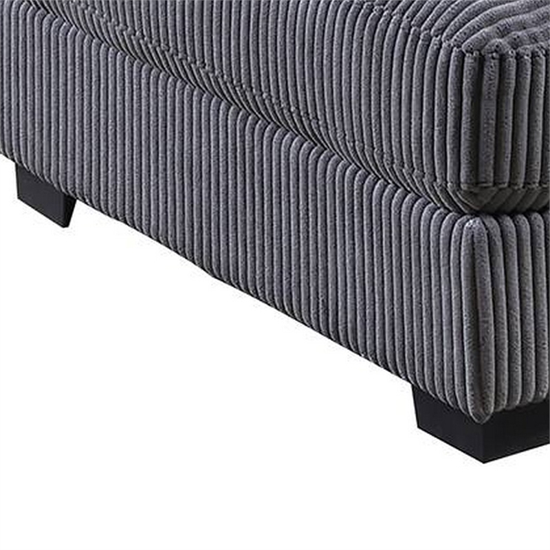 Joana Cocktail Ottoman- Dark Gray Wide Welt Corduroy Fabric- 37 Inch