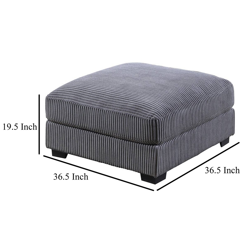 Joana Cocktail Ottoman- Dark Gray Wide Welt Corduroy Fabric- 37 Inch