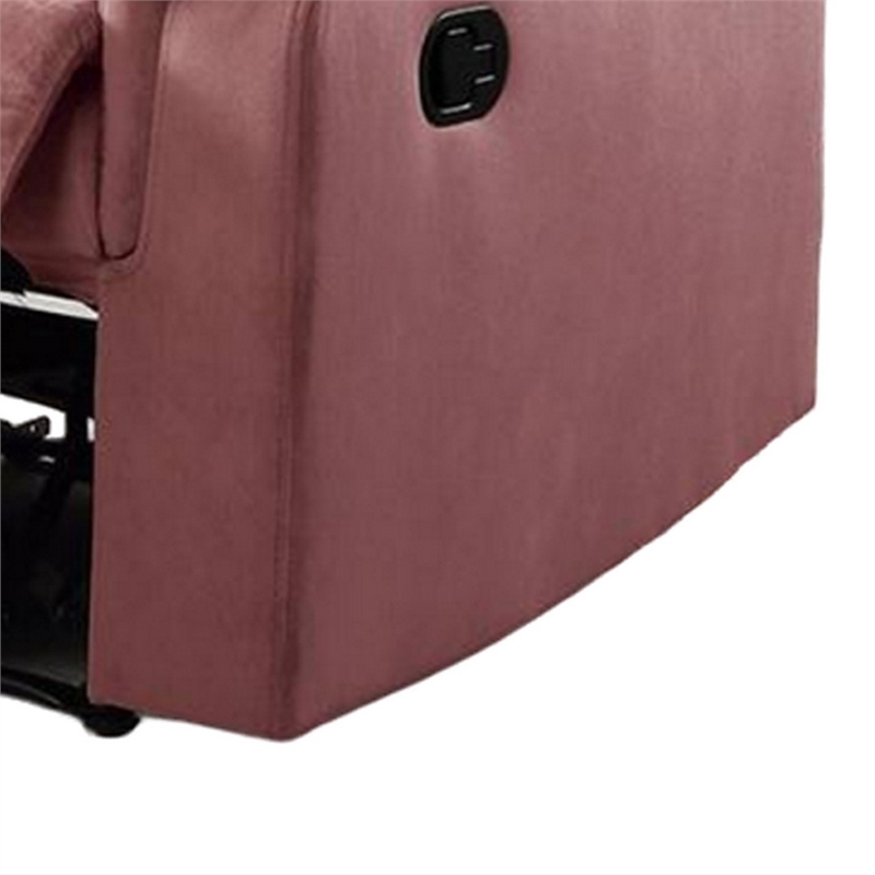 Jessy Manual Recliner Chair- Tufted Cushioned Rose Pink Velvet