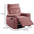 Jessy Manual Recliner Chair- Tufted Cushioned Rose Pink Velvet