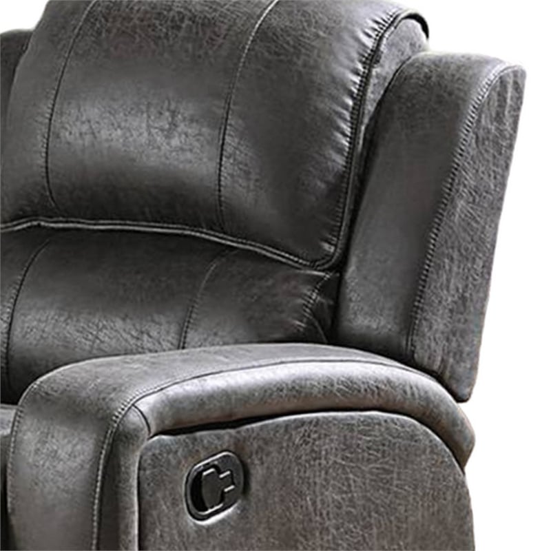 Charles Manual Recliner Chair- Smoke Gray Faux Leather- Solid Wood