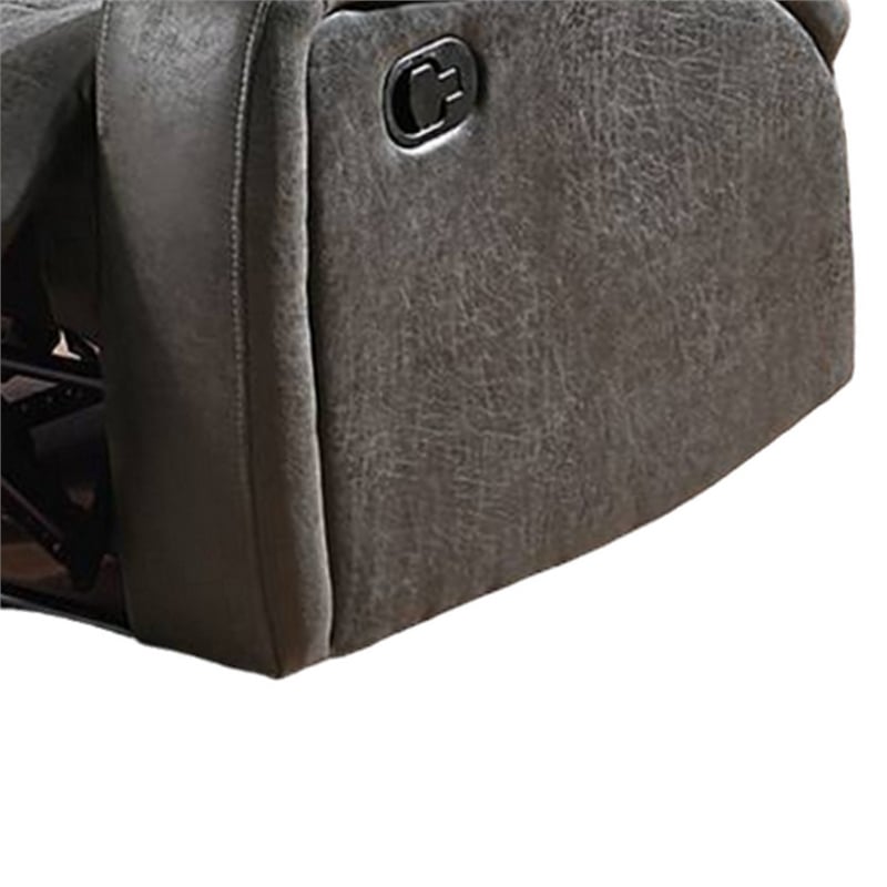 Charles Manual Recliner Chair- Smoke Gray Faux Leather- Solid Wood