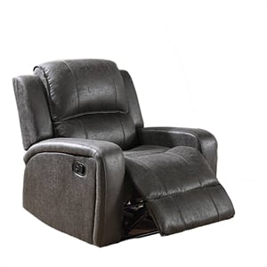 Charles Manual Recliner Chair- Smoke Gray Faux Leather- Solid Wood