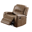 Charles Manual Recliner Chair- Chestnut Brown Faux Leather- Solid Wood